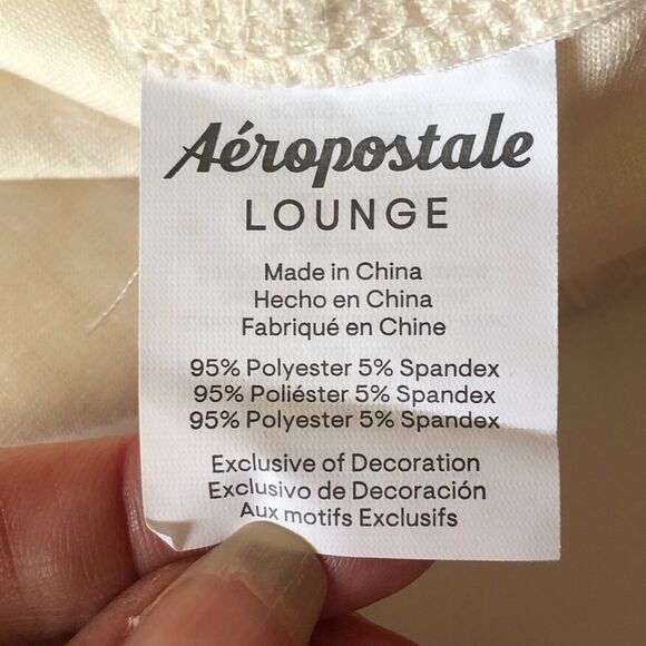 Aeropostale Lounge Women’s Mock Neck 1/4 Zip Crop Pullover Ivory Size Medium NWT - Picture 12 of 13